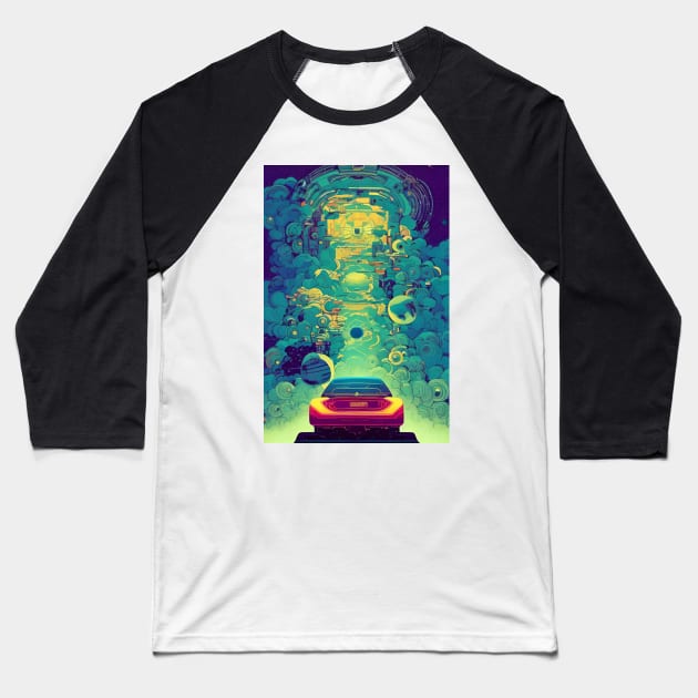 Driving to the Cosmic Gate Baseball T-Shirt by EsoteraArt